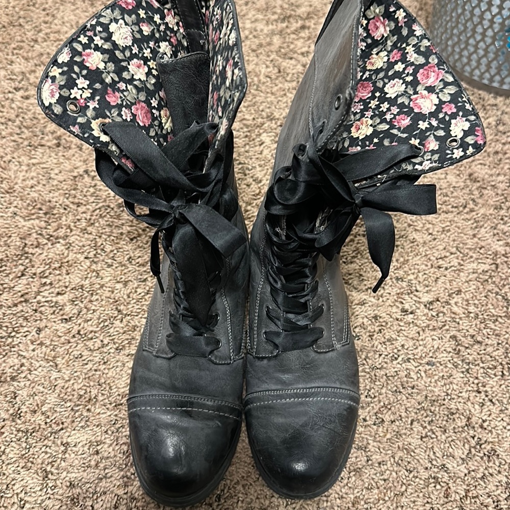 Grey Distressed Boots